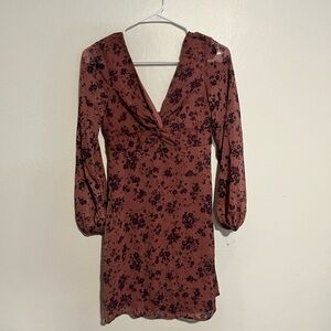 Live to be Spoiled Long Sleeve Knot Front Skater Dress Size XS